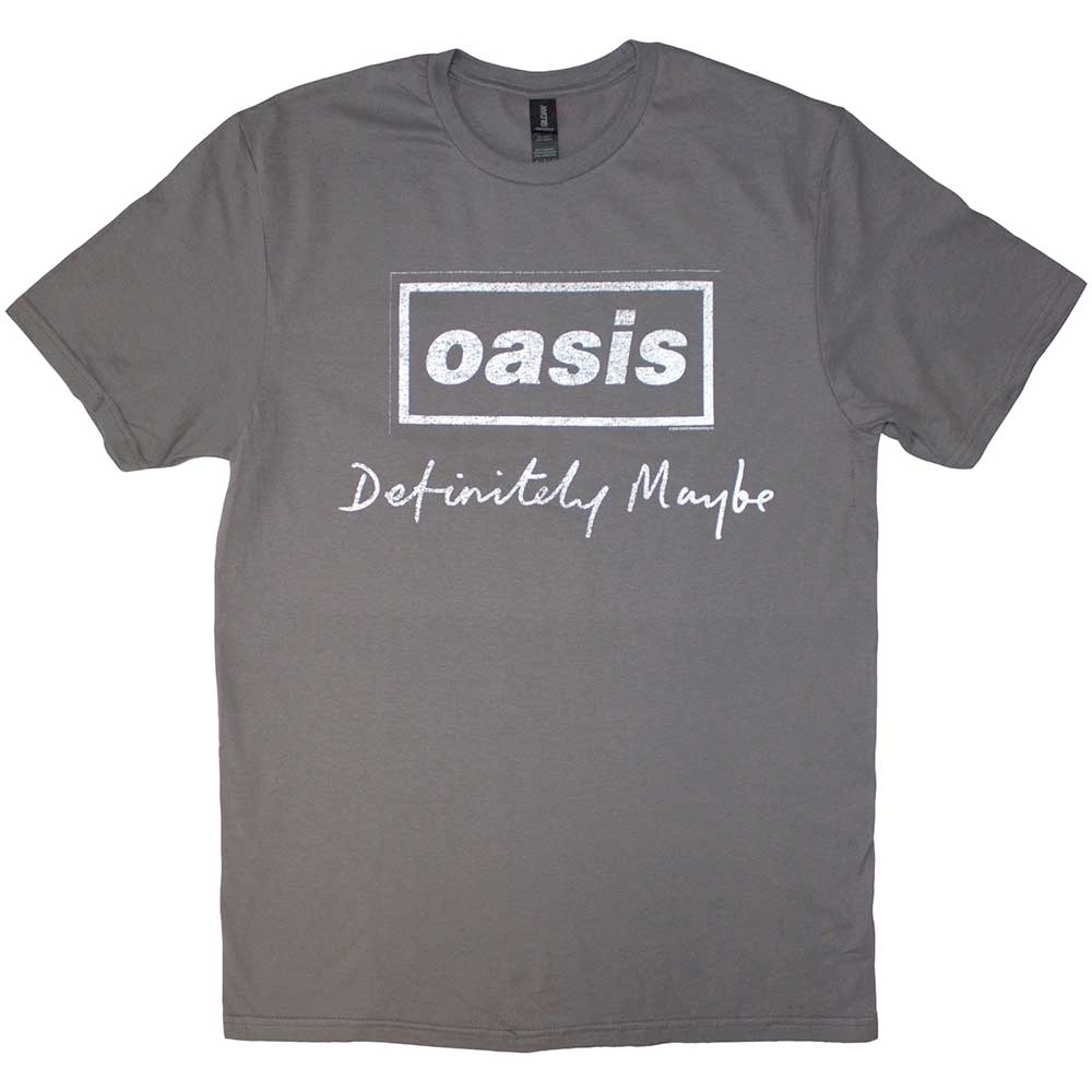 Oasis - Definitely Maybe Distressed Text Logo Herren TShirt - Grau